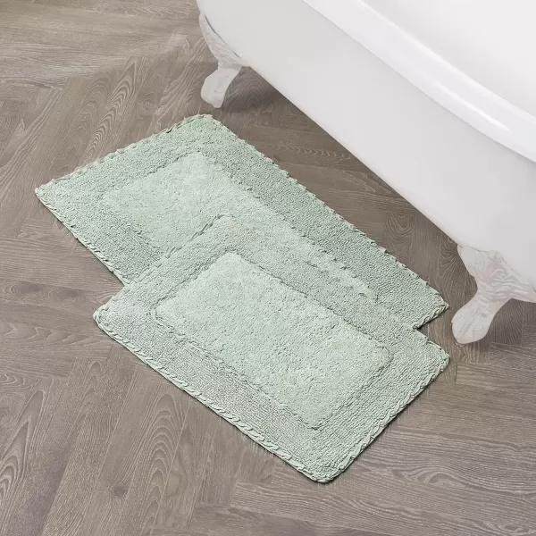 Laura Ashley Ruffle Cotton 2-Piece Bath Rug Set, Ivory
