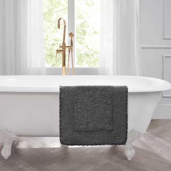 Laura Ashley Ruffle Cotton 2-Piece Bath Rug Set, Ivory