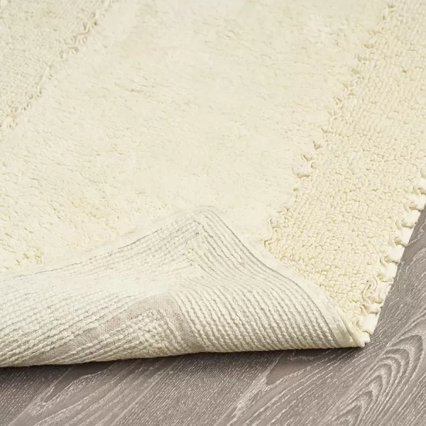 Laura Ashley Ruffle Cotton 2-Piece Bath Rug Set, Ivory