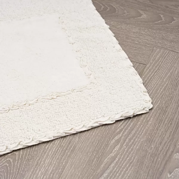 Laura Ashley Ruffle Cotton 2-Piece Bath Rug Set, Ivory