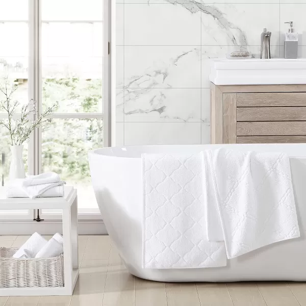 Laura Ashley Set Absorbent &amp; Fade Resistant Cotton Towels, Farmhouse Bathroom Decor, 6 Piece, Maude Solid White