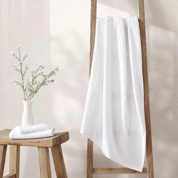Laura Ashley Set Absorbent &amp; Fade Resistant Cotton Towels, Farmhouse Bathroom Decor, 6 Piece, Maude Solid White