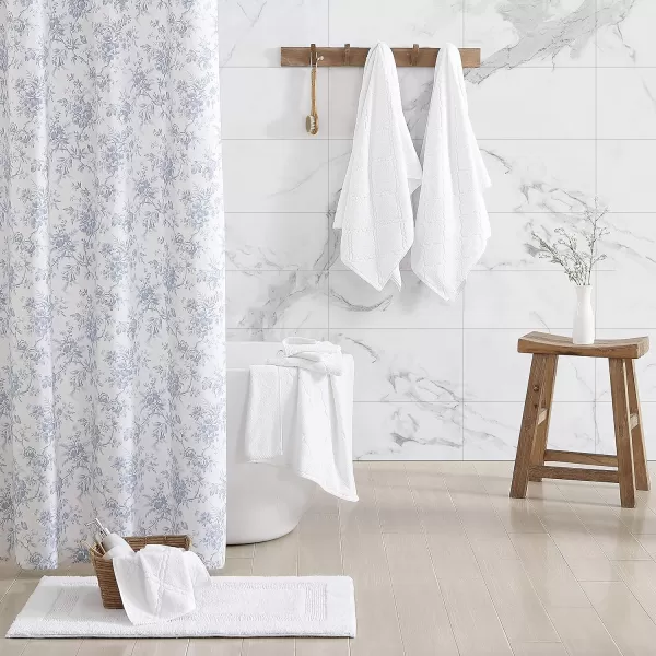 Laura Ashley Set Absorbent &amp; Fade Resistant Cotton Towels, Farmhouse Bathroom Decor, 6 Piece, Maude Solid White