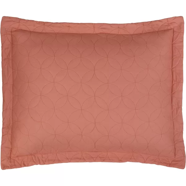 Laura Ashley Solid Collection Quilt Set-100% Cotton, Breathable, All Season Bedding with Matching Sham, Pre-Washed for Added Softness, Twin, Coral