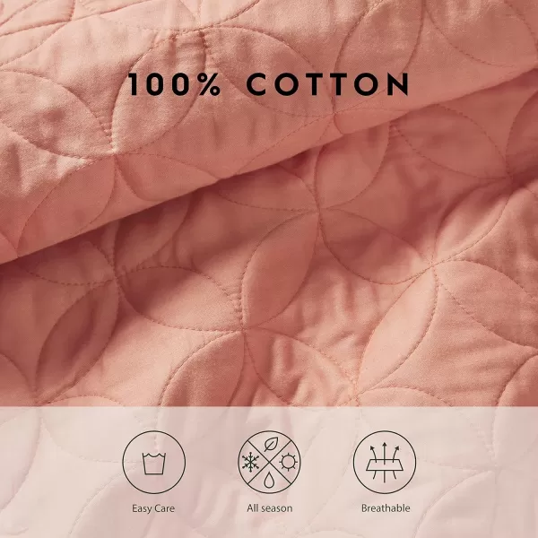 Laura Ashley Solid Collection Quilt Set-100% Cotton, Breathable, All Season Bedding with Matching Sham, Pre-Washed for Added Softness, Twin, Coral