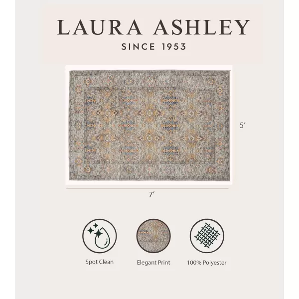 Laura Ashley Turkish Mystic Chenille Accent Rug - Mason | Modern Home Décor | Measures 26.5"X45" | Grey and Blue