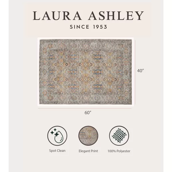 Laura Ashley Turkish Mystic Chenille Accent Rug - Mason | Modern Home Décor | Measures 26.5"X45" | Grey and Blue