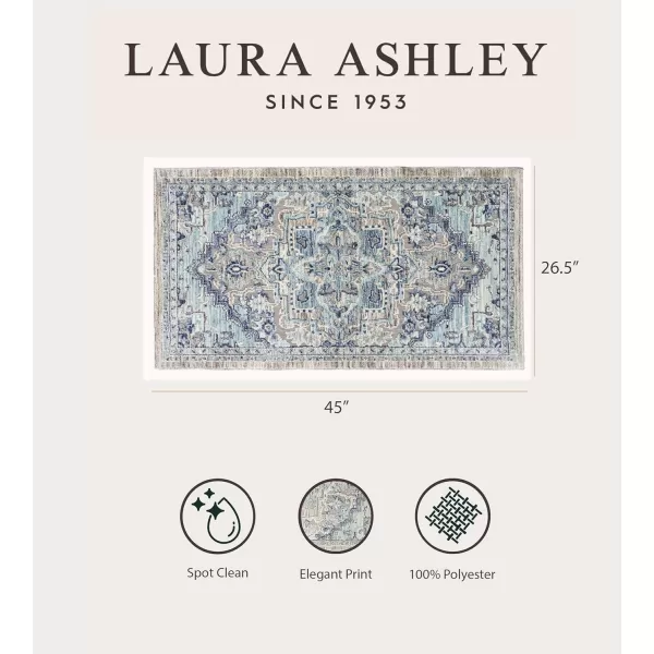 Laura Ashley Turkish Mystic Chenille Accent Rug - Randy | Modern Home Décor | Measures 26.5"X45" | Blue