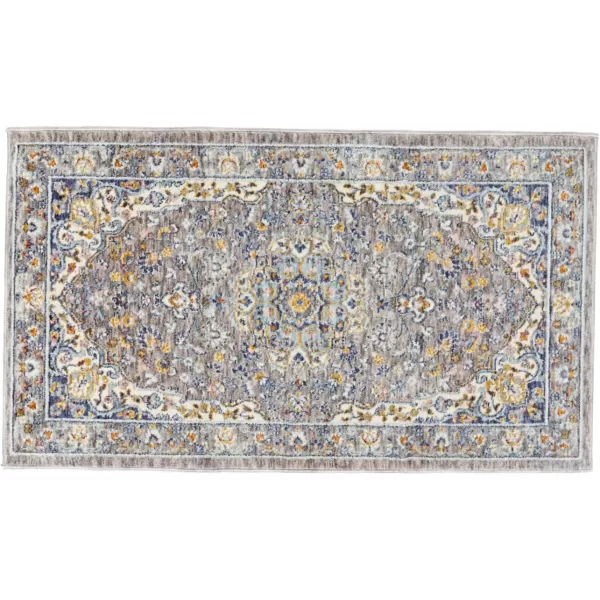 Laura Ashley Turkish Mystic Chenille Accent Rug - Reign| Modern Home Décor | Measures 26.5"X45" | Grey and Gold
