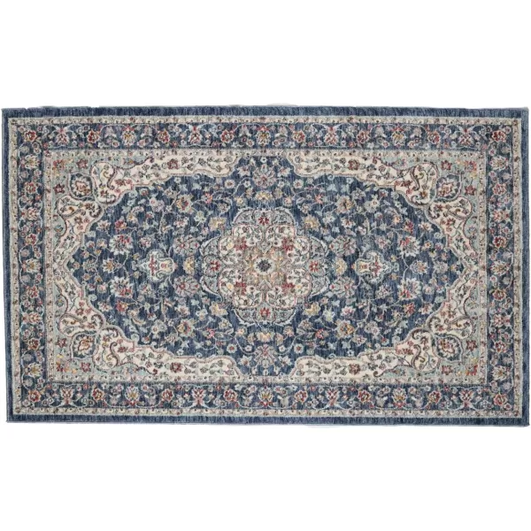 Laura Ashley Turkish Mystic Chenille Accent Rug - Valeri | Modern Home Décor | Measures 26.5"X45" | Navy and Cream