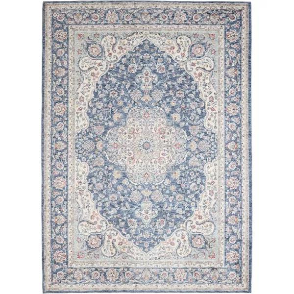 Laura Ashley Turkish Mystic Chenille Accent Rug - Valeri | Modern Home Décor | Measures 26.5"X45" | Navy and Cream