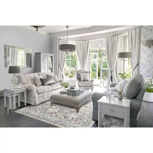 Laura Ashley Turkish Mystic Chenille Area Rug - Genevive | Modern Home Décor | Measures 5'X7' | Navy Blue