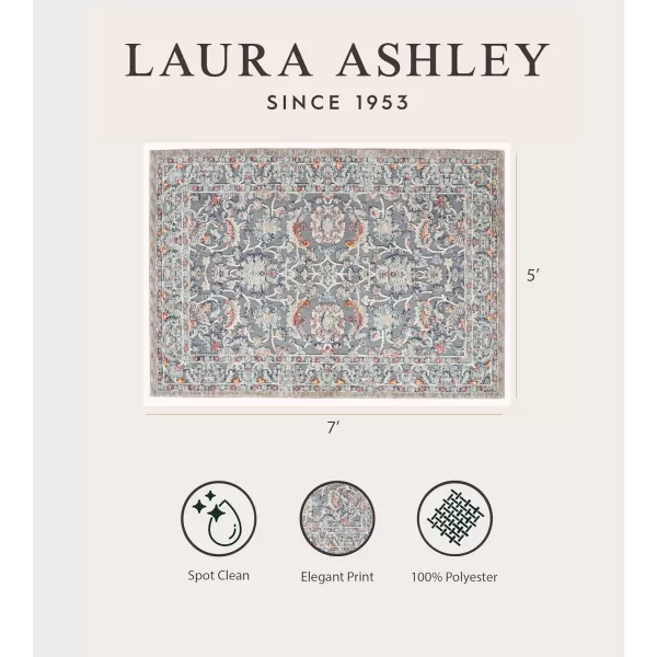 Laura Ashley Turkish Mystic Chenille Area Rug - Genevive | Modern Home Décor | Measures 5'X7' | Navy Blue