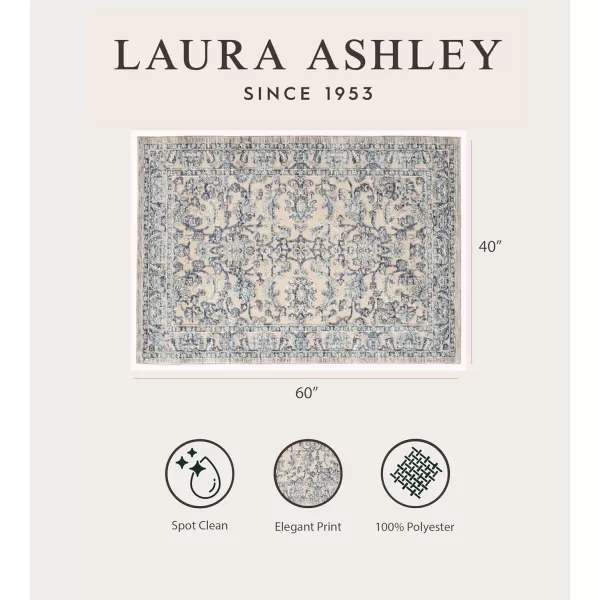 Laura Ashley Turkish Mystic Chenille Area Rug - Genevive | Modern Home Décor | Measures 5'X7' | Navy Blue