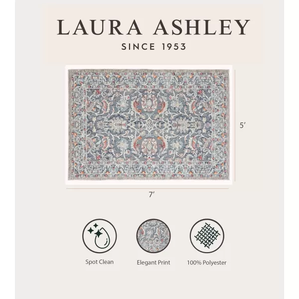 Laura Ashley Turkish Mystic Chenille Area Rug - Genevive | Modern Home Décor | Measures 5'X7' | Navy Blue