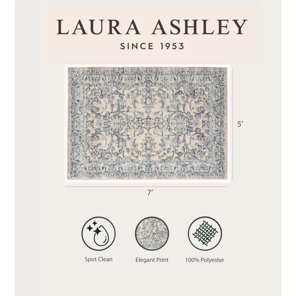 Laura Ashley Turkish Mystic Chenille Area Rug - Genevive | Modern Home Décor | Measures 5'X7' | Navy Blue