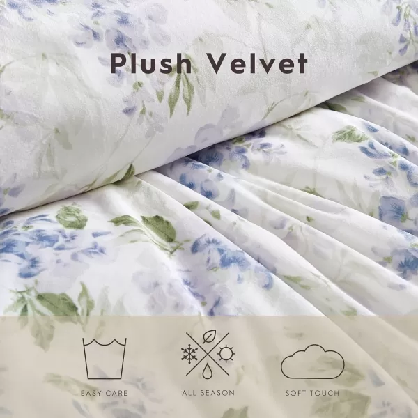 Laura Ashley- Twin Duvet Cover Set, Plush Velvet Bedding Set, Designer Home Decor 