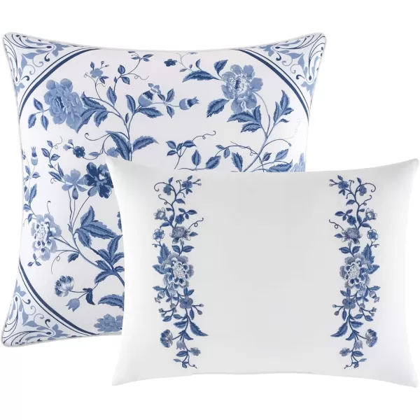 Laura Ashley- Twin Duvet Cover Set, Reversible Cotton Bedding Set, Includes Matching Sham with Bonus Euro Sham &amp; Throw Pillow Covers 