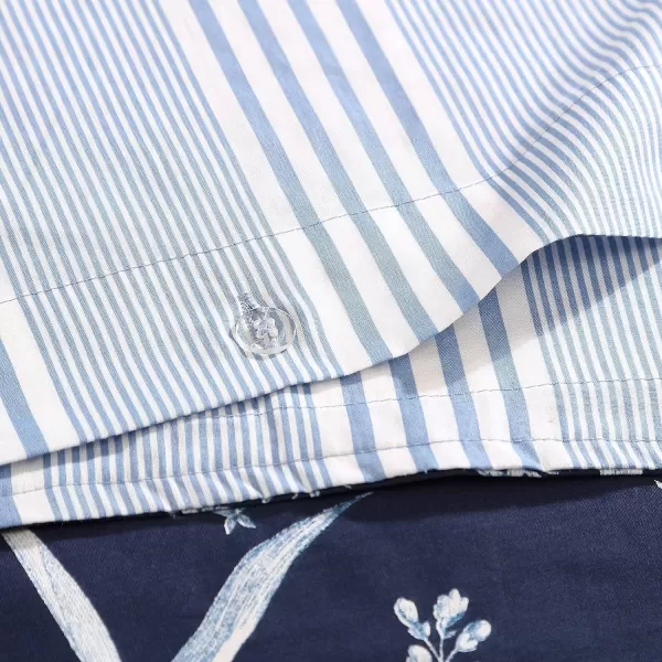 Laura Ashley- Twin Duvet Cover Set, Reversible Cotton Bedding Set, Includes Matching Sham with Bonus Euro Sham &amp; Throw Pillow Covers 