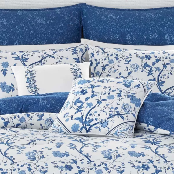 Laura Ashley- Twin Duvet Cover Set, Reversible Cotton Bedding Set, Includes Matching Sham with Bonus Euro Sham &amp; Throw Pillow Covers 