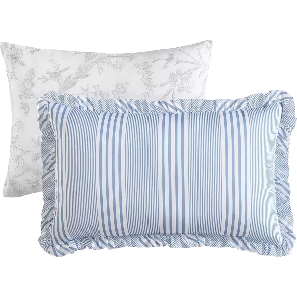 Laura Ashley- Twin Duvet Cover Set, Reversible Cotton Bedding Set, Includes Matching Sham with Bonus Euro Sham &amp; Throw Pillow Covers 