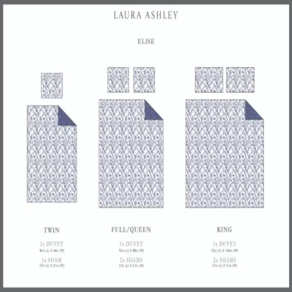 Laura Ashley- Twin Duvet Cover Set, Reversible Cotton Bedding Set, Includes Matching Sham with Bonus Euro Sham &amp; Throw Pillow Covers 