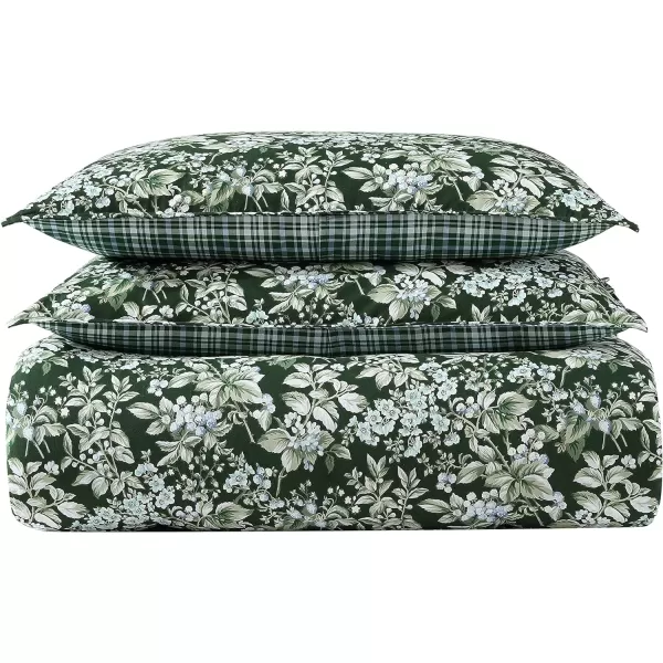 Laura Ashley- Twin Duvet Cover Set, Reversible Cotton Bedding Set, Includes Matching Sham with Bonus Euro Sham &amp; Throw Pillow Covers 