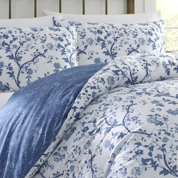 Laura Ashley- Twin Duvet Cover Set, Reversible Cotton Bedding Set, Includes Matching Sham with Bonus Euro Sham &amp; Throw Pillow Covers 