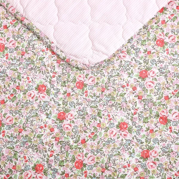 Laura Ashley- Twin Quilt, Cotton Reversible Bedding, All Season Cottage Home Décor 