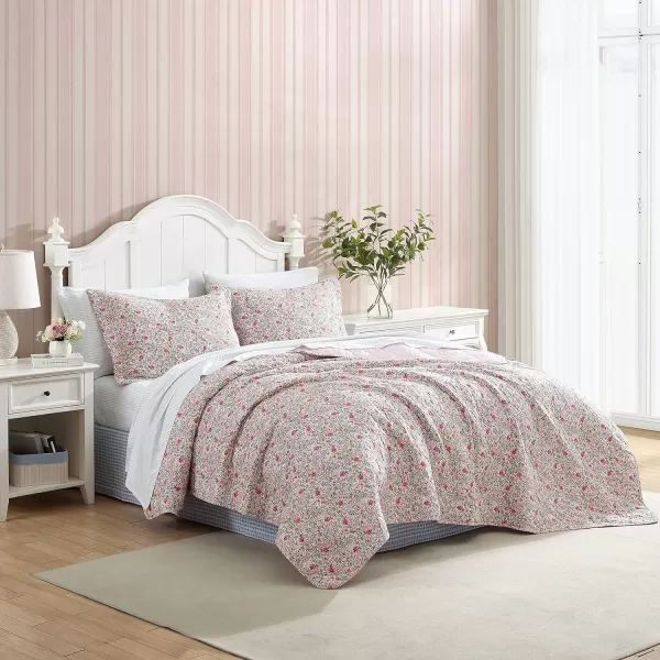 Laura Ashley- Twin Quilt, Cotton Reversible Bedding, All Season Cottage Home Décor 