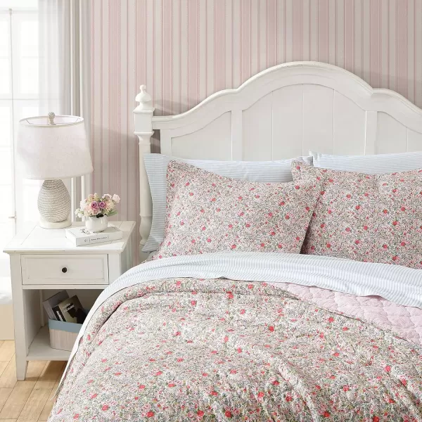 Laura Ashley- Twin Quilt, Cotton Reversible Bedding, All Season Cottage Home Décor 