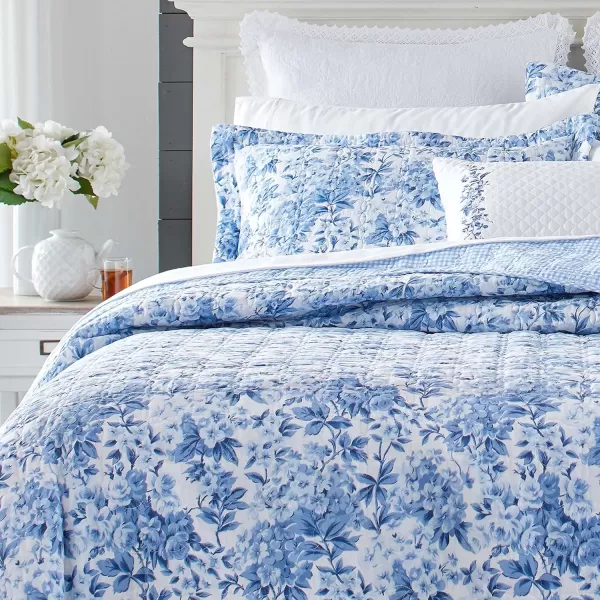 Laura Ashley- Twin Quilt Set, Cotton Reversible Bedding Set, All Season Cottage Home Décor 