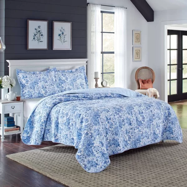 Laura Ashley- Twin Quilt Set, Cotton Reversible Bedding Set, All Season Cottage Home Décor 