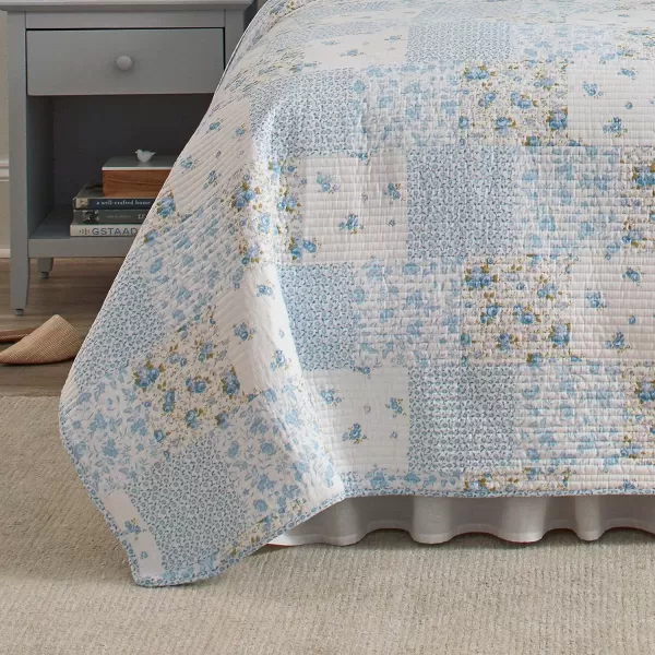 Laura Ashley - Twin Quilt Set, Cotton Reversible Bedding with Matching Sham, Bedroom Decor Ideal for All Seasons 