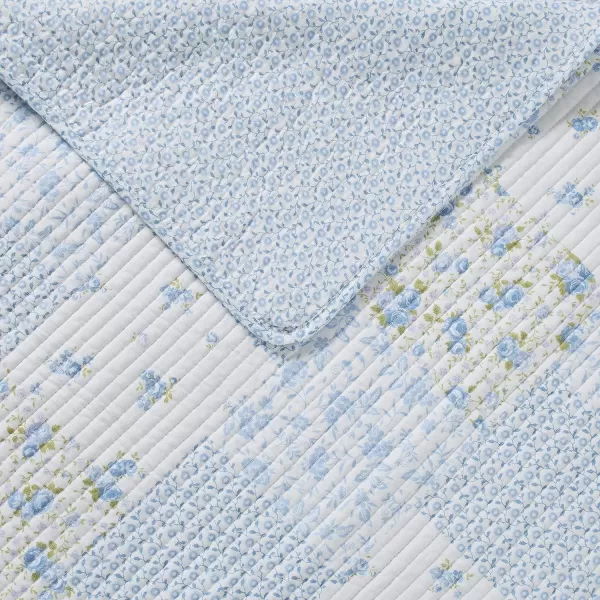 Laura Ashley - Twin Quilt Set, Cotton Reversible Bedding with Matching Sham, Bedroom Decor Ideal for All Seasons 