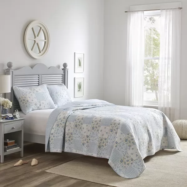 Laura Ashley - Twin Quilt Set, Cotton Reversible Bedding with Matching Sham, Bedroom Decor Ideal for All Seasons 