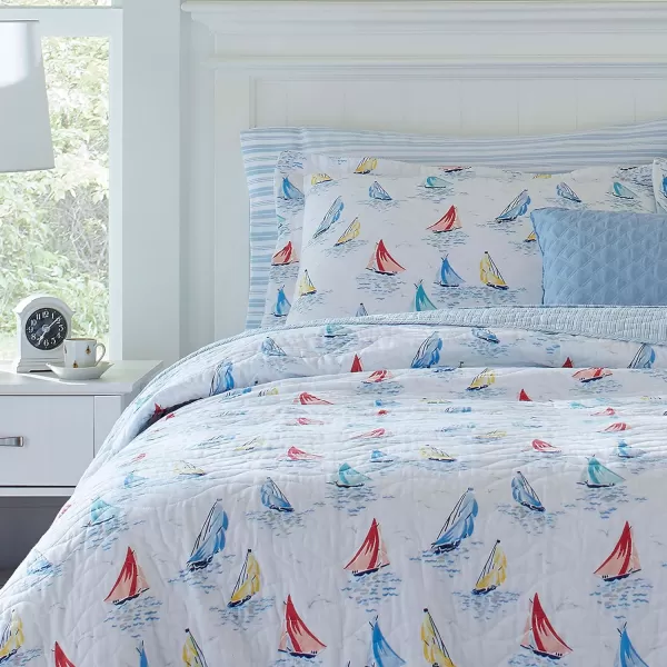 Laura Ashley - Twin Quilt Set, Cotton Reversible Bedding with Matching Sham, Home Decor Ideal for All Seasons 