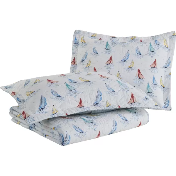Laura Ashley - Twin Quilt Set, Cotton Reversible Bedding with Matching Sham, Home Decor Ideal for All Seasons 