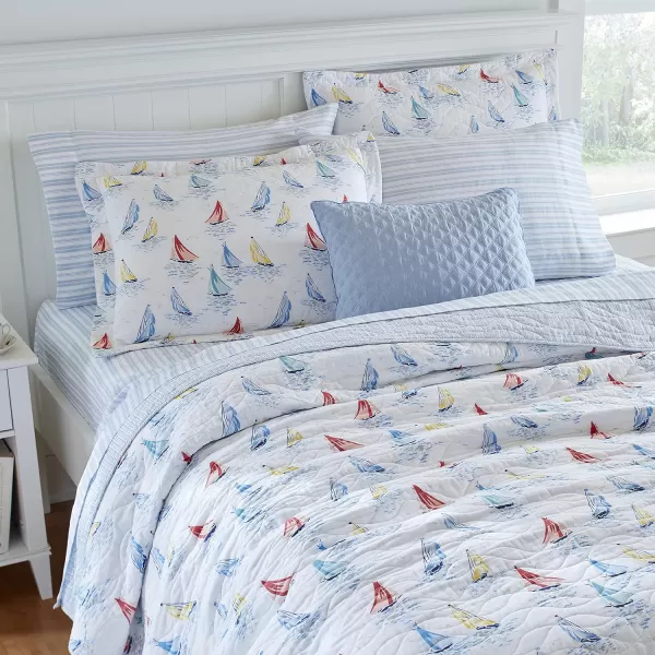 Laura Ashley - Twin Quilt Set, Cotton Reversible Bedding with Matching Sham, Home Decor Ideal for All Seasons 