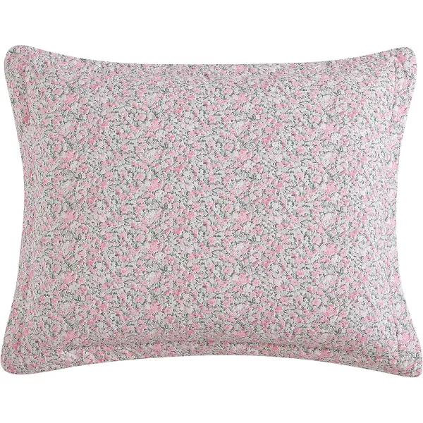 Laura Ashley- Twin Quilt Set, Lightweight Cotton Bedding with Matching Sham, Vintage Floral Inspired Home Decor with Solid Reverse 