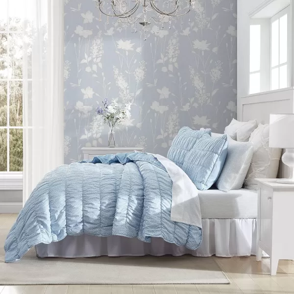 Laura Ashley- Twin Quilt Set, Reversible Bedding Set with Matching Sham, Lightweight Home Decor for All Seasons 