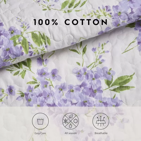 Laura Ashley - Twin Quilt Set, Reversible Cotton Bedding with Matching Sham, Lightweight Decor for All Seasons 