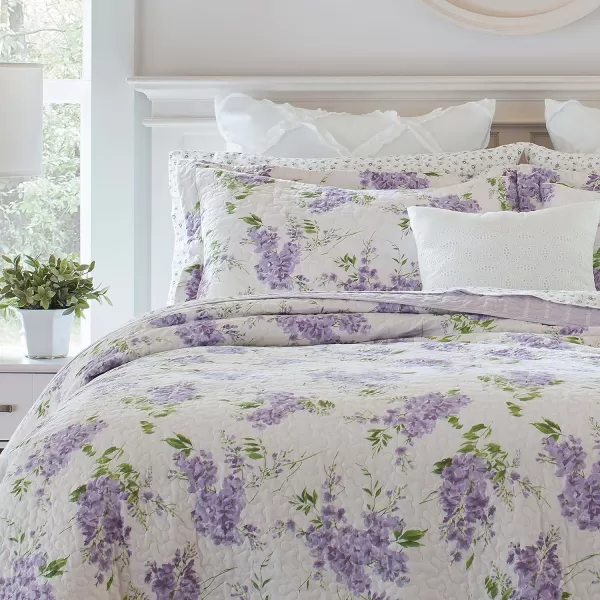 Laura Ashley - Twin Quilt Set, Reversible Cotton Bedding with Matching Sham, Lightweight Decor for All Seasons 