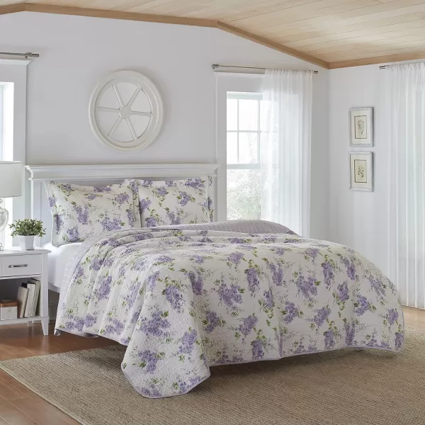 Laura Ashley - Twin Quilt Set, Reversible Cotton Bedding with Matching Sham, Lightweight Decor for All Seasons 
