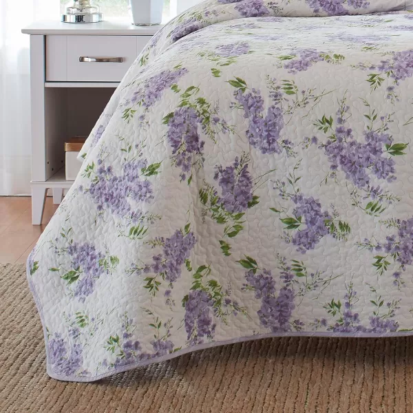Laura Ashley - Twin Quilt Set, Reversible Cotton Bedding with Matching Sham, Lightweight Decor for All Seasons 
