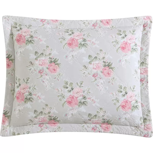 Laura Ashley- Twin Quilt Set, Reversible Cotton Bedding with Matching Sham, Lightweight Home Decor for All Seasons 
