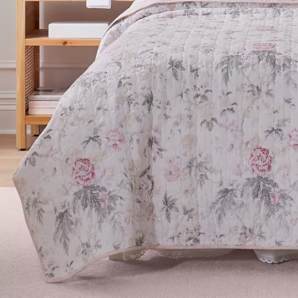 Laura Ashley - Twin Quilt Set, Reversible Cotton Bedding with Matching Sham, Lightweight Home Decor for All Seasons 
