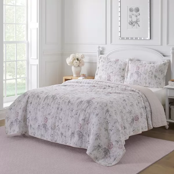 Laura Ashley - Twin Quilt Set, Reversible Cotton Bedding with Matching Sham, Lightweight Home Decor for All Seasons 