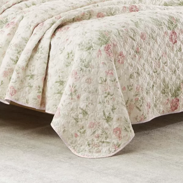 Laura Ashley - Twin Quilt Set, Reversible Cotton Bedding with Matching Sham, Lightweight Home Decor for All Seasons 