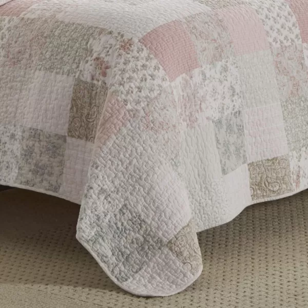 Laura Ashley - Twin Quilt Set, Reversible Cotton Bedding with Matching Sham, Patchwork Inspired Home Decor 